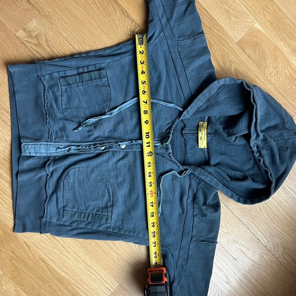 Free People cotton 3/4 sleeve button-down hoodie sweatshirt - Picture 8 of 8